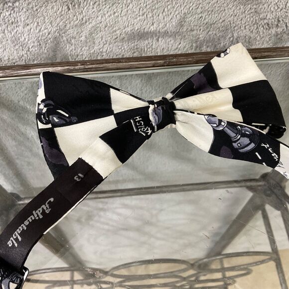 Nicole Miller Novelty Bowtie Pre-tied Men’s OS adjustable black white Chess play - Picture 6 of 9